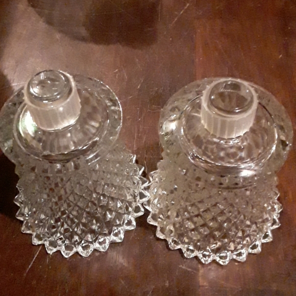 Clear Glass CANDLE Holders Other - SET OF  2 CLEAR GLASS  CANDLE  HOLDERS.